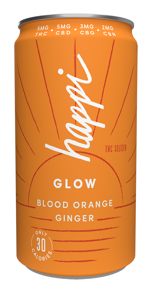 Happi, Glow in Blood Orange Ginger THC seltzer